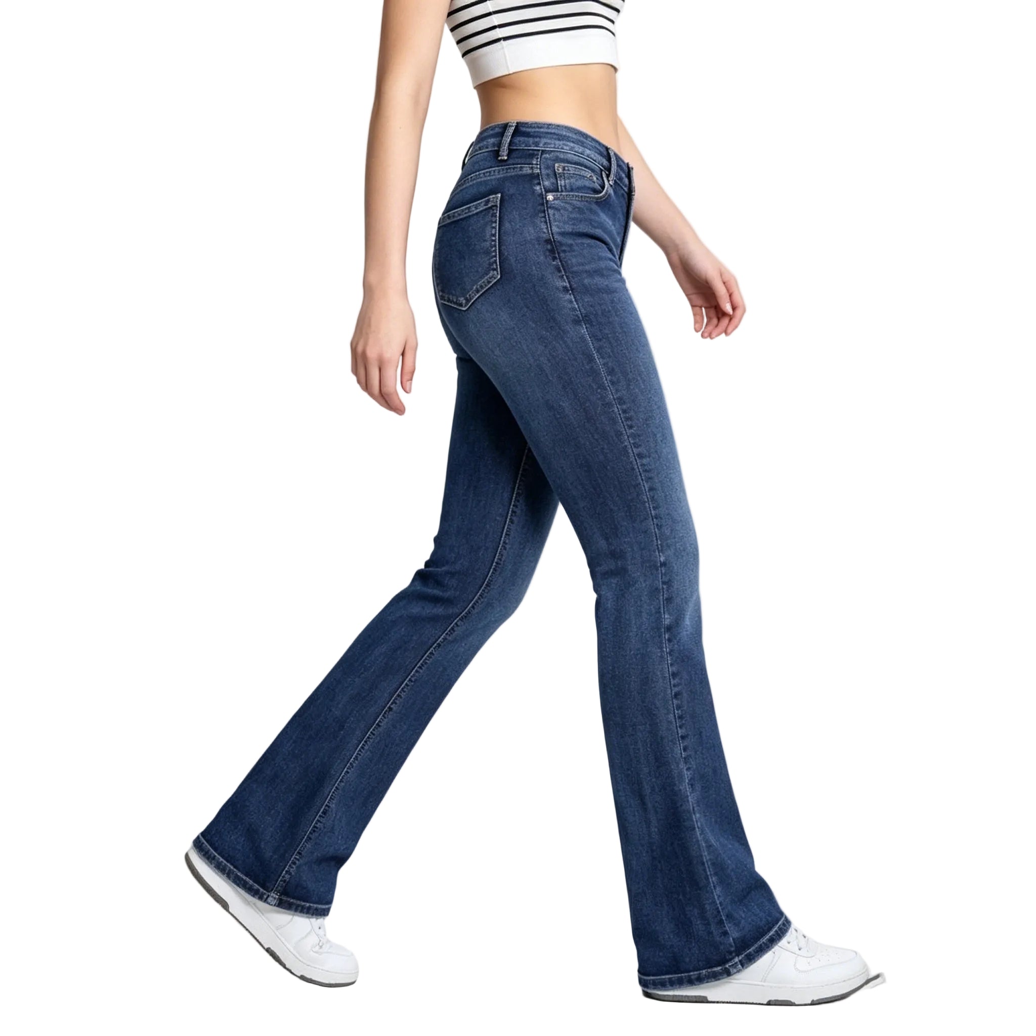 Damen-Jeans mit weitem Bein und Stretchanteil – Lässige Jeans in voller Länge