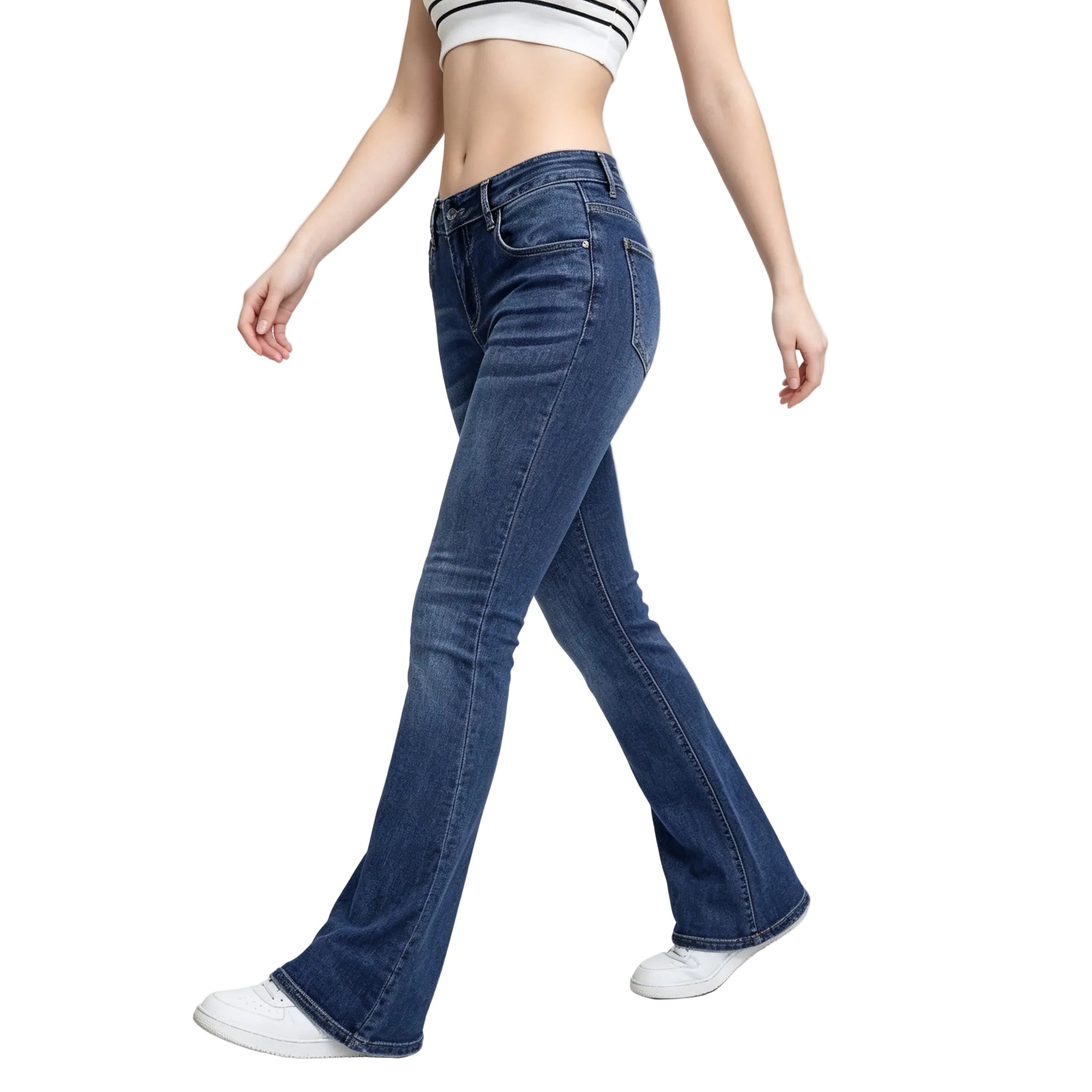 Damen-Jeans mit weitem Bein und Stretchanteil – Lässige Jeans in voller Länge