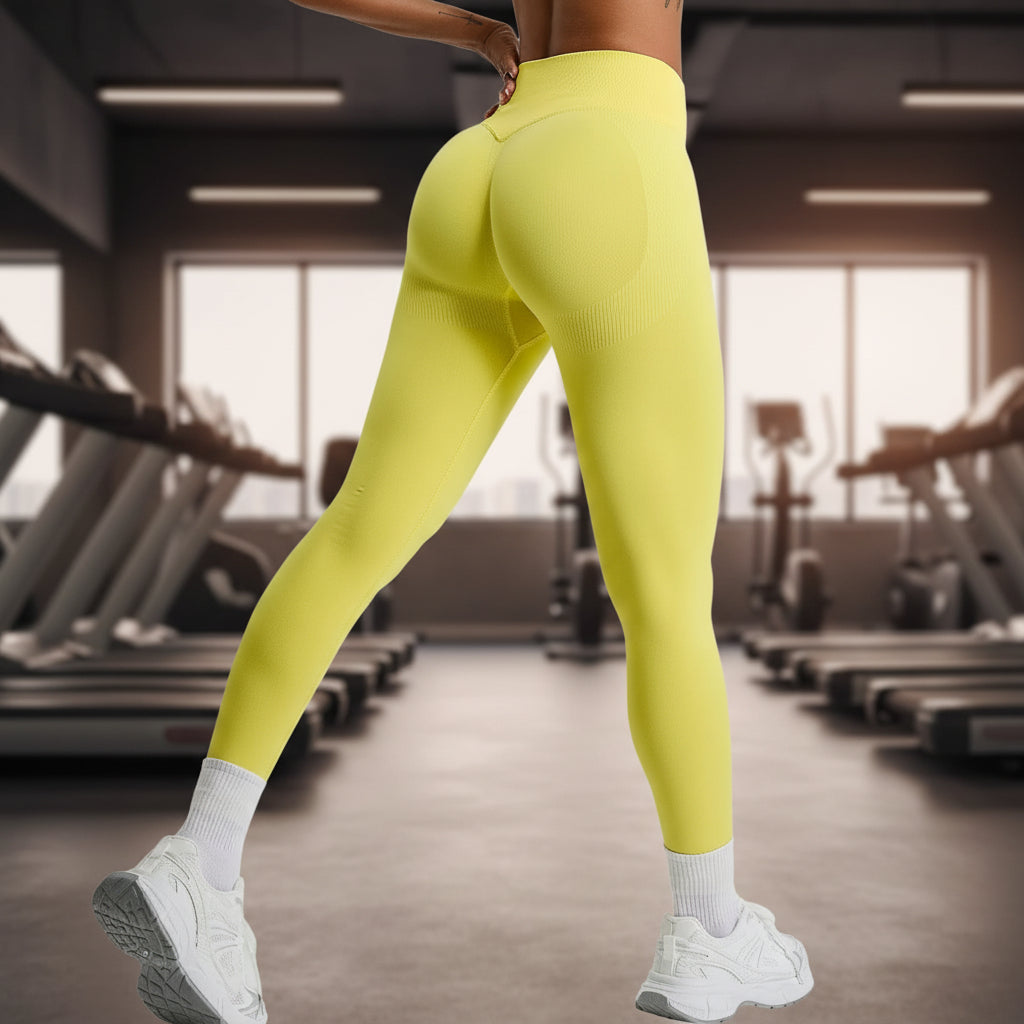 Damen-Leggings mit hohem Bund, schnelltrocknend, kurz geschnitten – Atmungsaktive, nahtlose Trainingshose