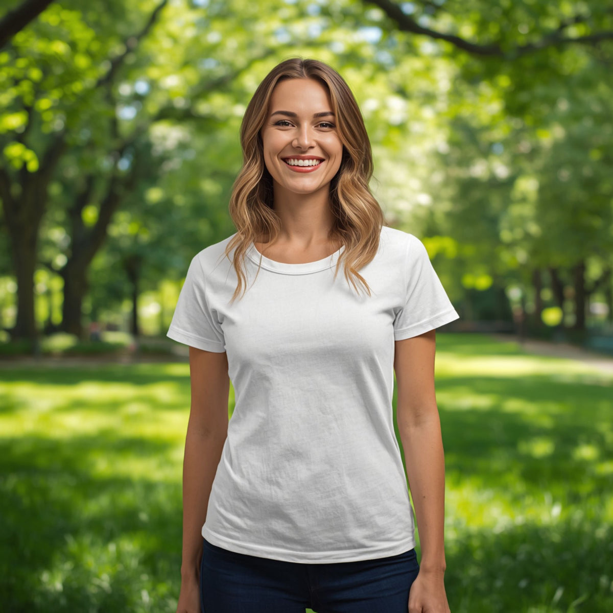 Damen-T-Shirt in Reinweiß, Basic-Modell für jeden Tag, Rundhalsausschnitt