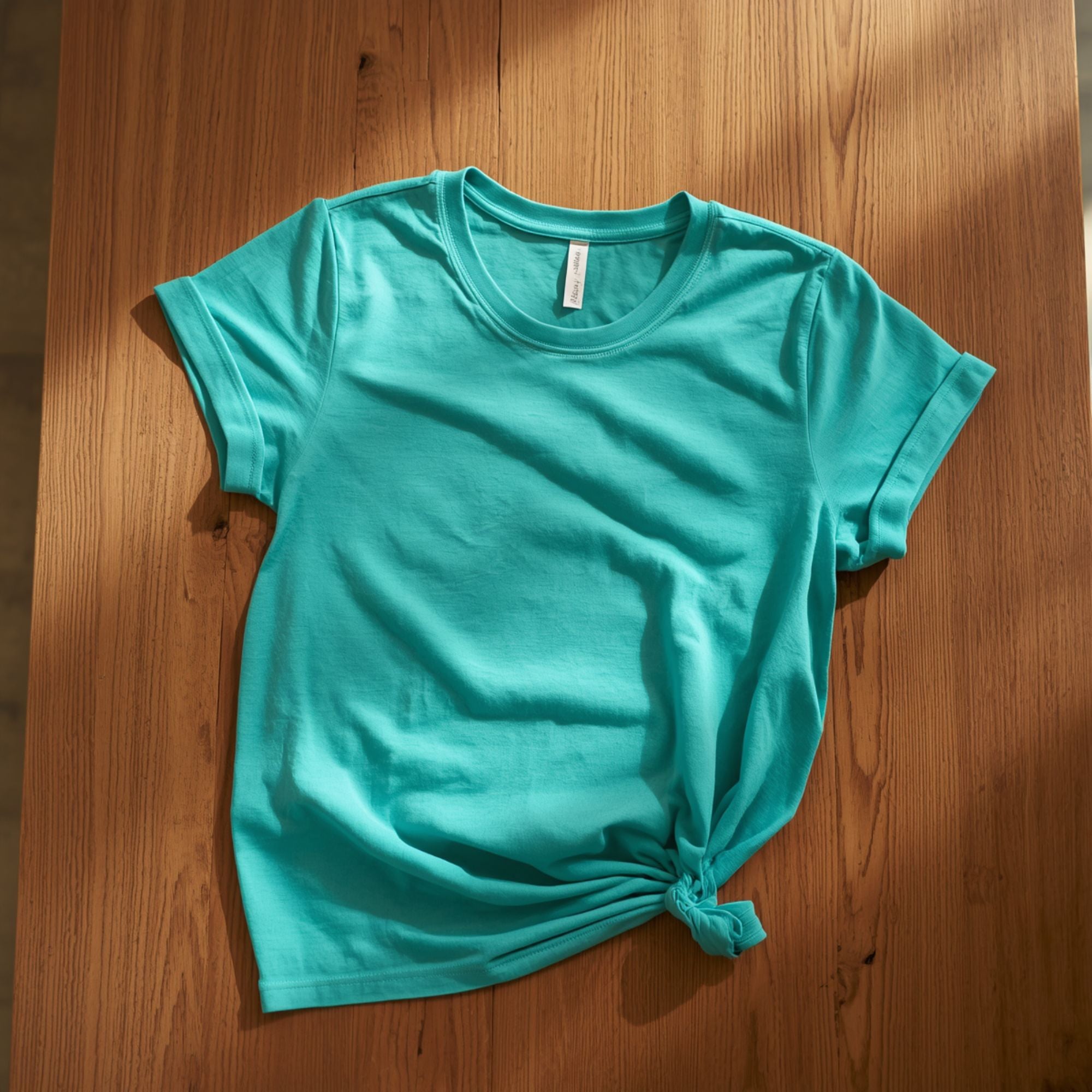 Damen-T-Shirt in Türkis mit seitlichem Knoten, lässig, kurzärmelig und lockerer Passform