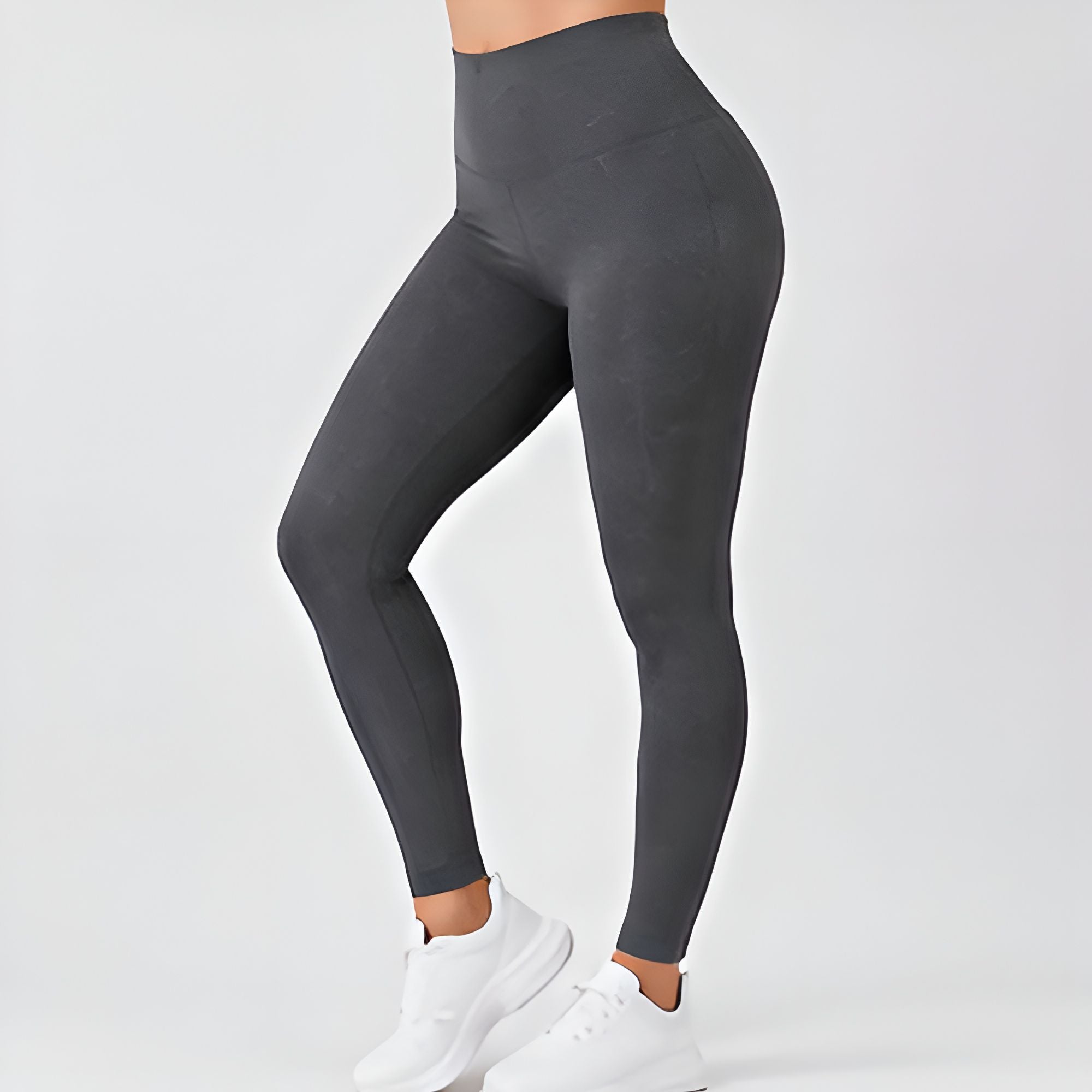 Damen Leggings in Anthrazit mit Breitem Bund und Schlichter Linienführung