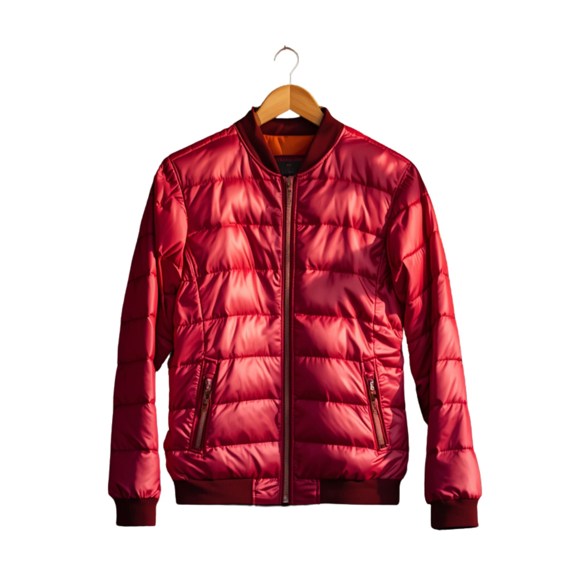 Damen Leichtsteppjacke in Rot mit Stehkragen und Frontzipper