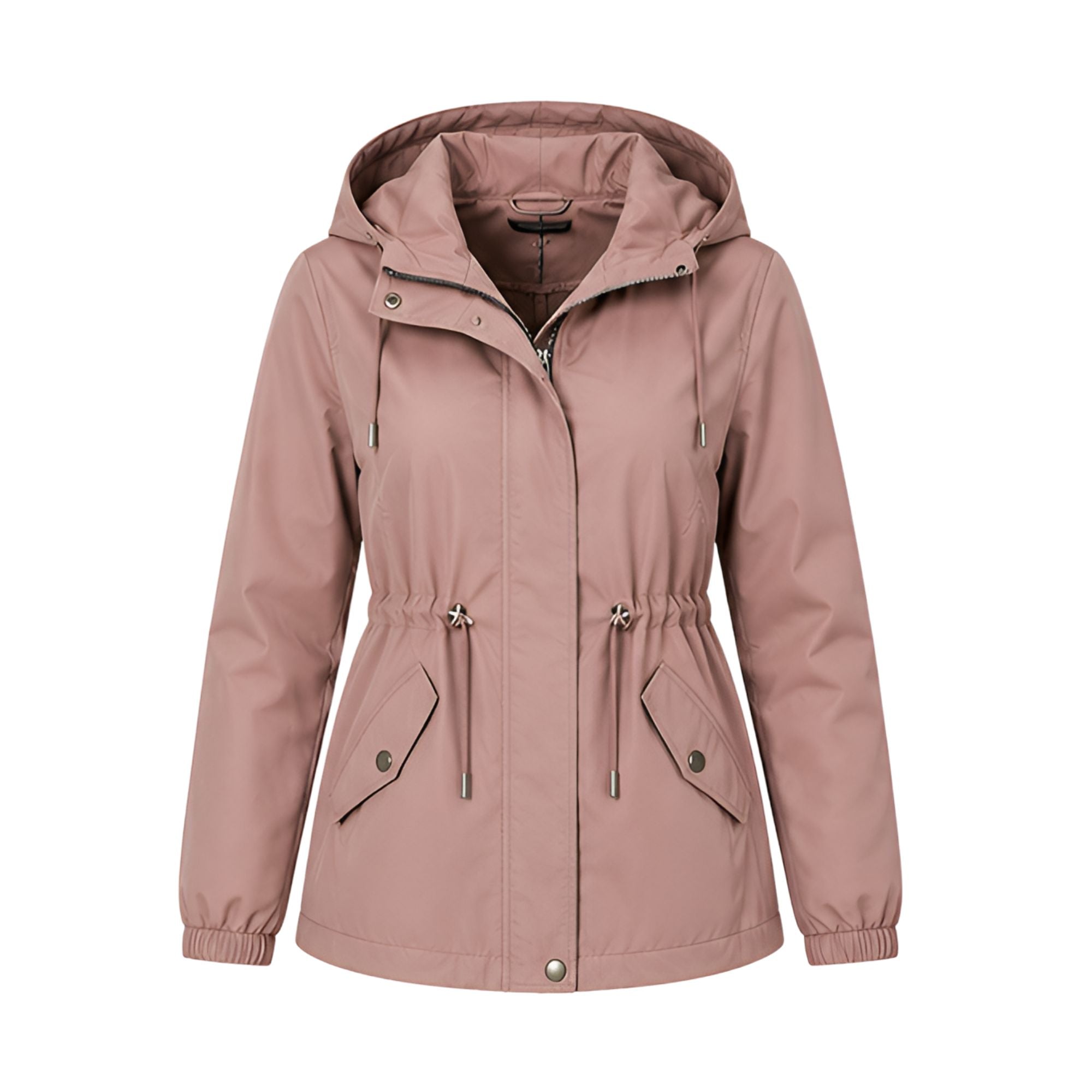 Damen Parkajacke in Altrosa mit Kapuze und Tunnelzug