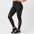 Damen Schwarze Leggings mit Transparenten Mesh-Bereichen an den Beinen