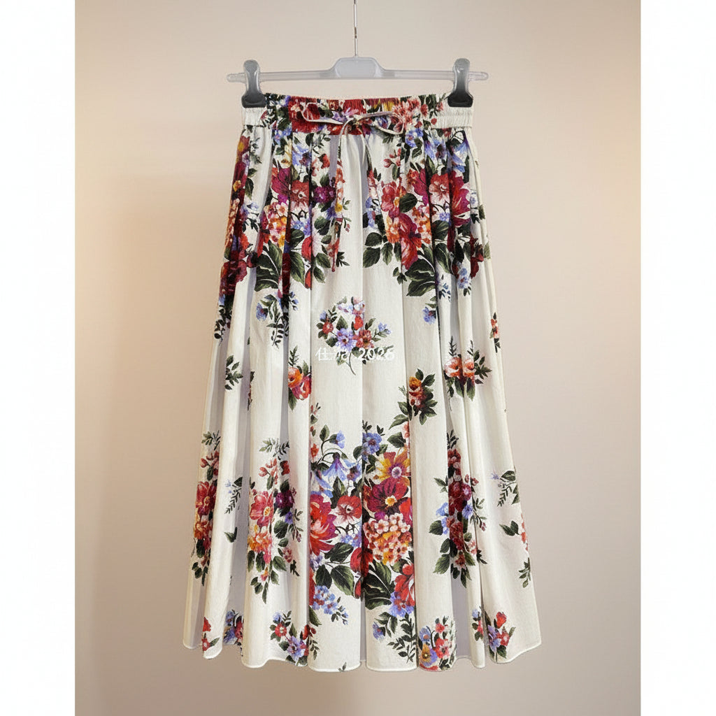Lässiger Damen-Midirock mit Blumenmuster – Elastischer Bund, ideal für jeden Tag