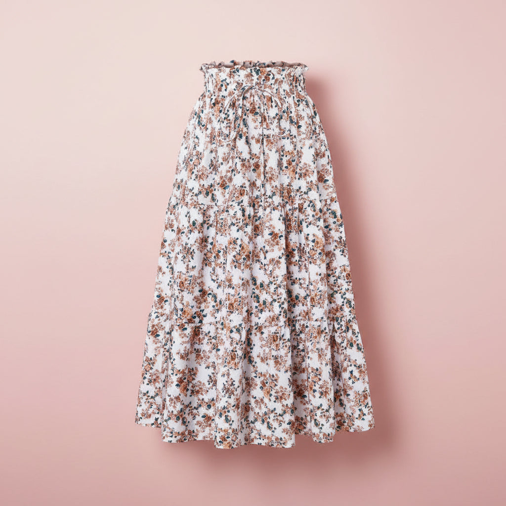 Leichtes, geblümtes A-Linien-Midikleid für Damen – lässiger Stil mit weitem Rock