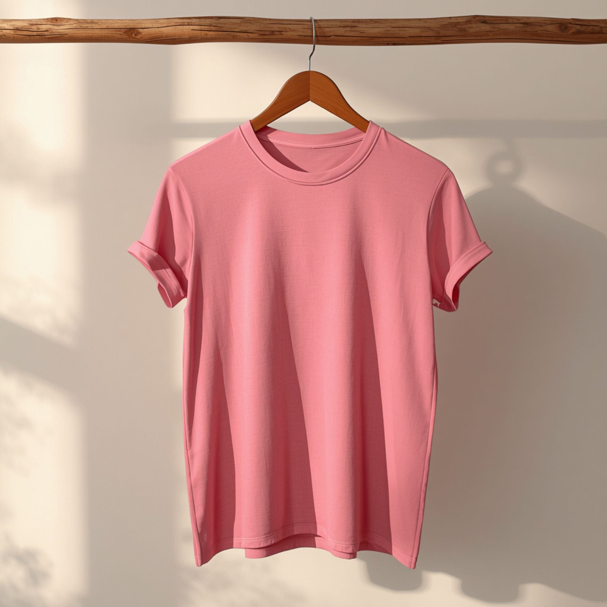 Minimalistisches Damen-T-Shirt mit Rundhalsausschnitt in zartem Rosa – ein unverzichtbares Alltagsteil