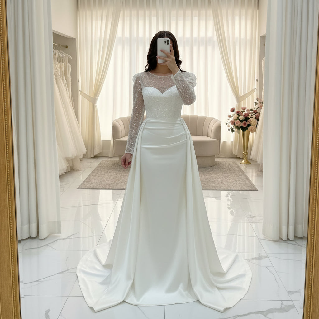 Paillettenbesetztes Maxi-Abendkleid für Damen – Elegantes Partykleid mit langen Ärmeln und ausgestelltem Saum